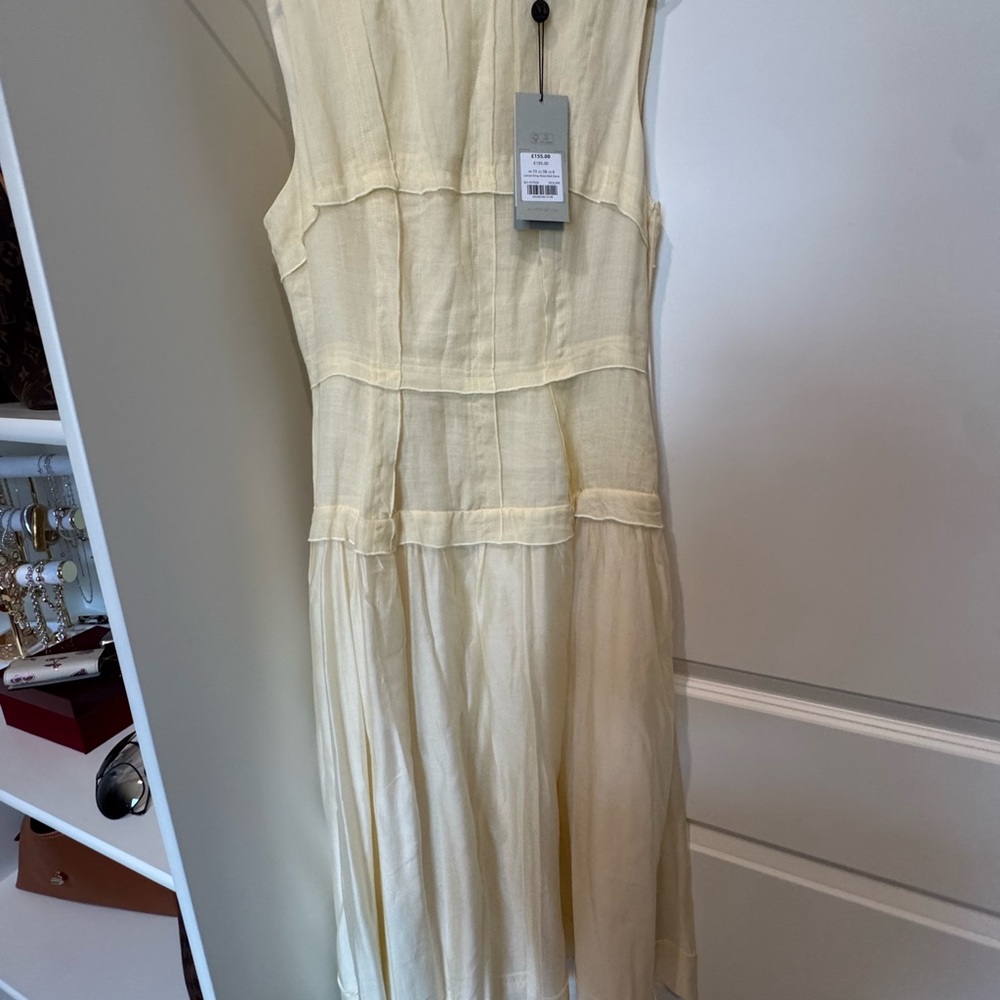 Light Cream Midi Dress with Tiered Panels